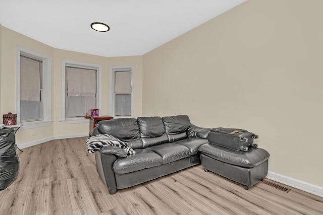 living room with light wood-type flooring