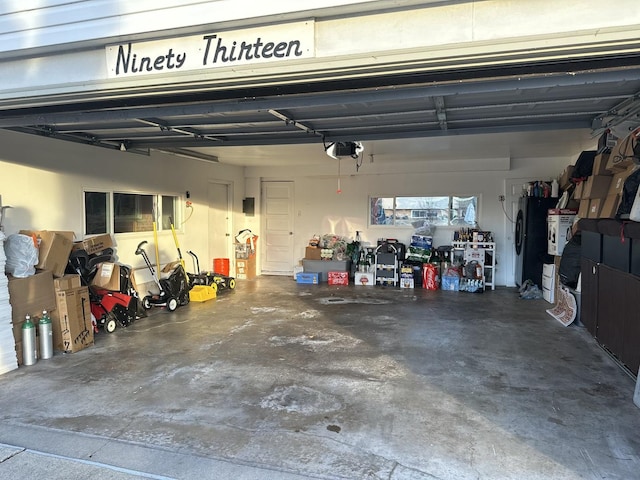 garage with a garage door opener