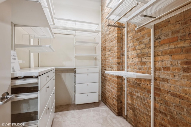 spacious closet with light colored carpet