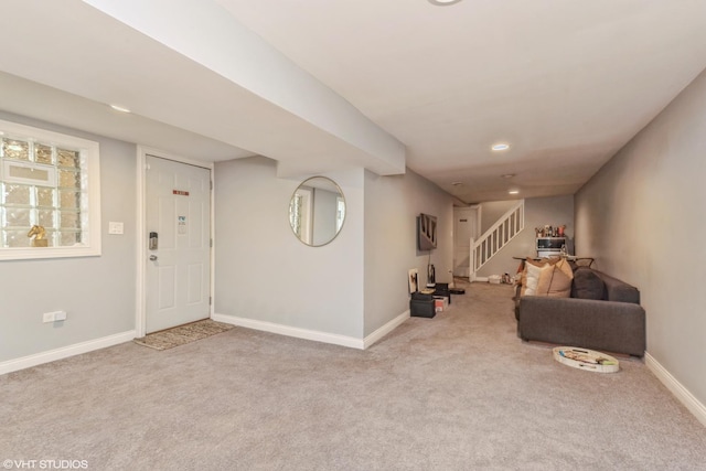 interior space with light colored carpet