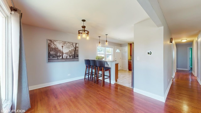 interior space with light hardwood / wood-style floors