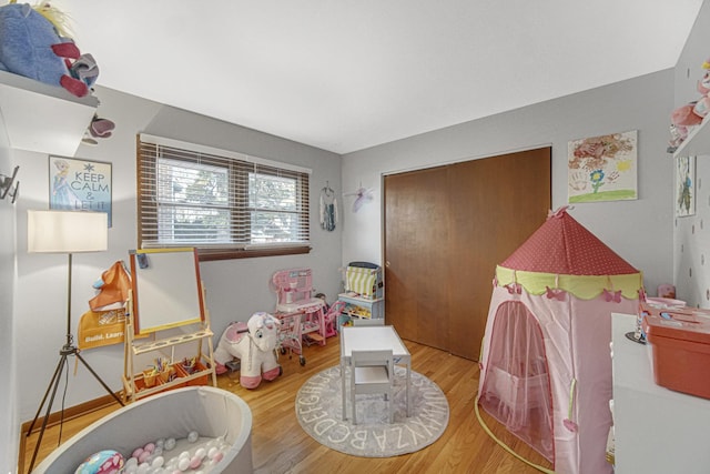 rec room featuring hardwood / wood-style flooring