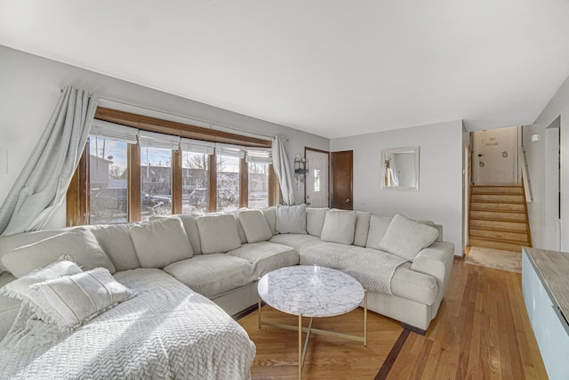 living room featuring light hardwood / wood-style flooring