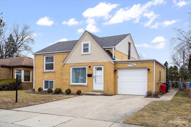 view of front of house with a garage