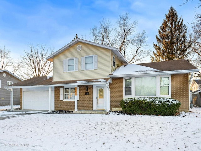 view of front property with a garage