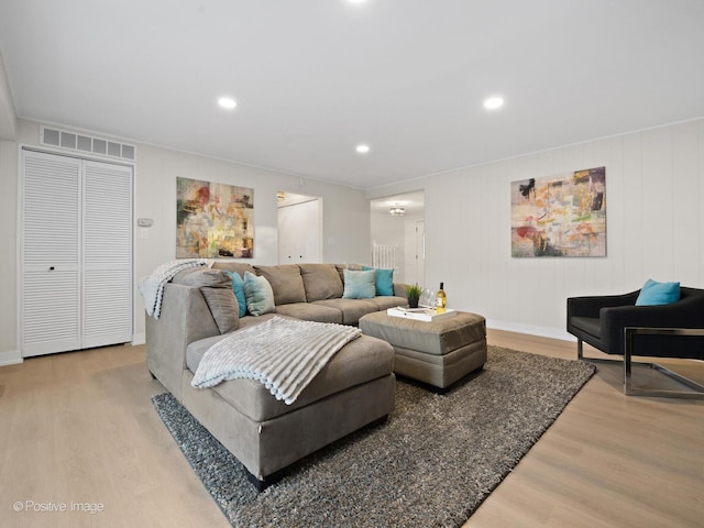 living room featuring light hardwood / wood-style flooring