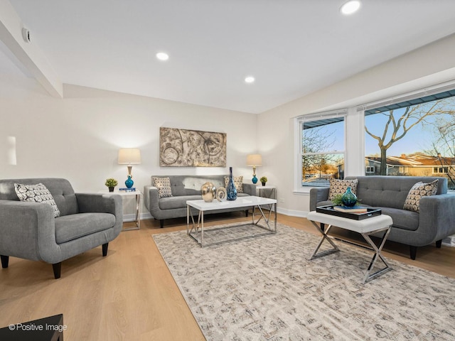 living room with hardwood / wood-style flooring