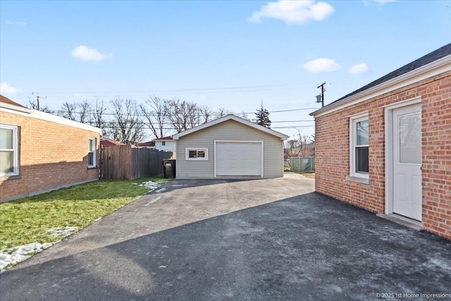 garage with a yard