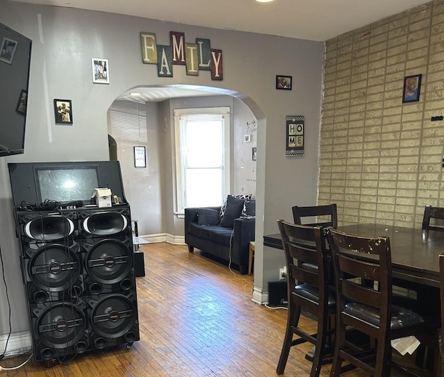 dining space featuring hardwood / wood-style flooring