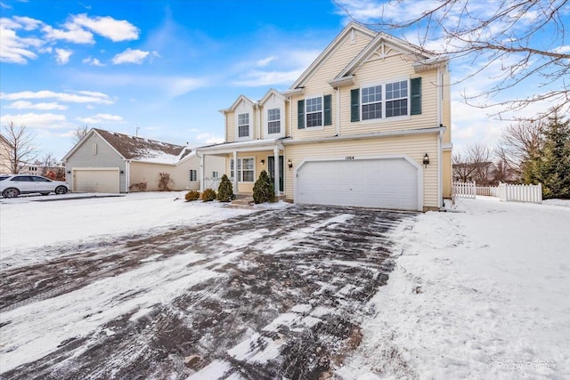 view of front property with a garage