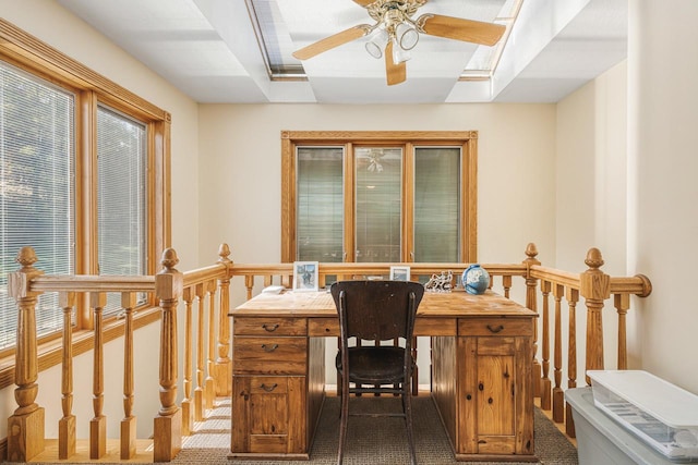 office area featuring ceiling fan