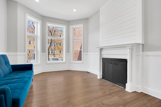 living room with hardwood / wood-style floors