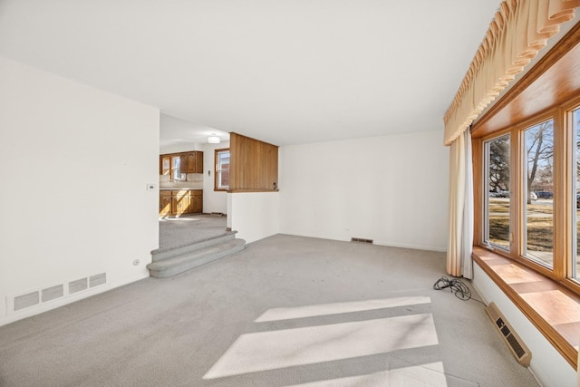 carpeted living area with visible vents