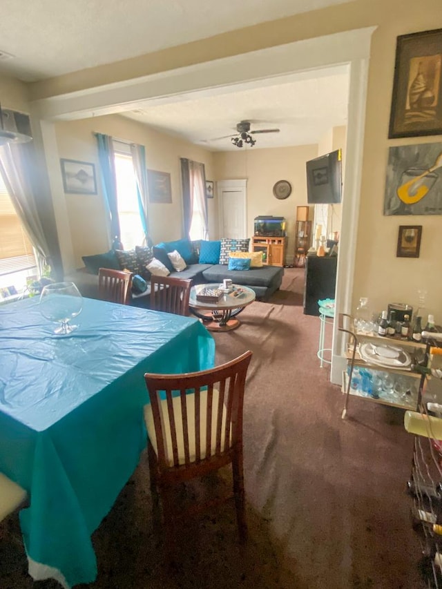 view of carpeted dining room