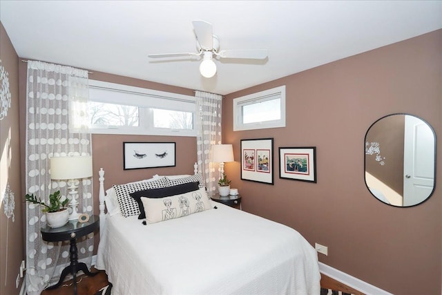 bedroom featuring ceiling fan