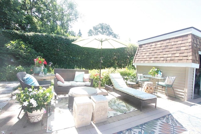 view of patio / terrace with an outdoor living space