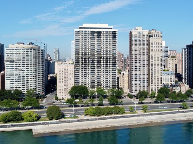 view of city with a water view