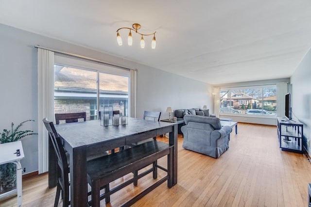 dining area featuring light wood-type flooring