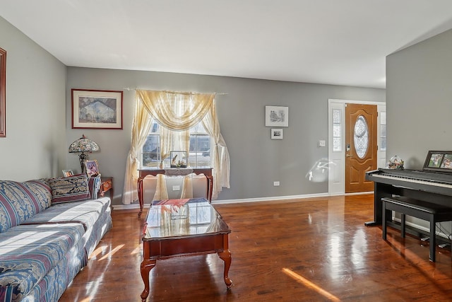 living room featuring dark hardwood / wood-style floors