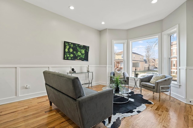 living area featuring light wood-type flooring