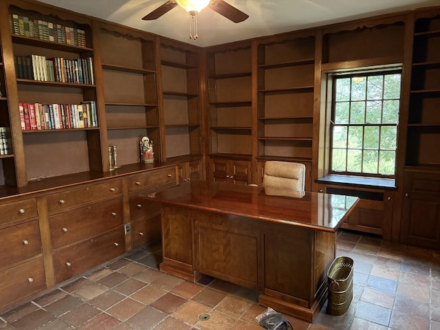 2221 Twin Oak Rd, Peru, IL 61354 - unfurnished office with stone tile flooring, ceiling fan, and healthy amount of natural light