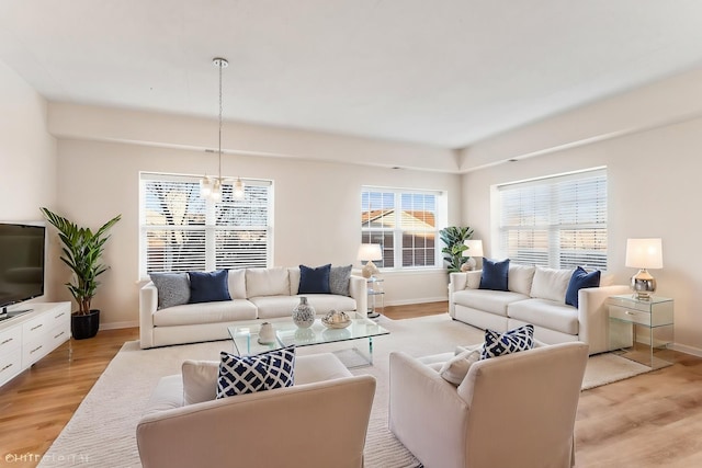 living room featuring light hardwood / wood-style floors