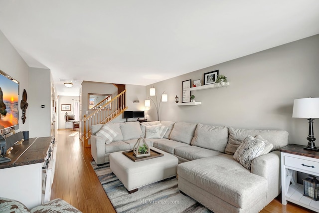 living room featuring light wood-type flooring