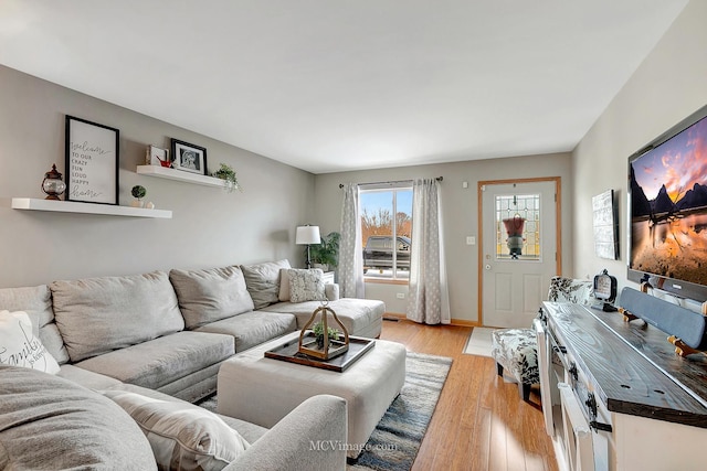 living room featuring light hardwood / wood-style flooring