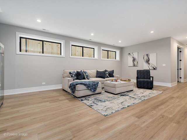 living room featuring light hardwood / wood-style flooring