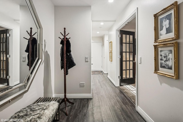 hall featuring dark hardwood / wood-style flooring