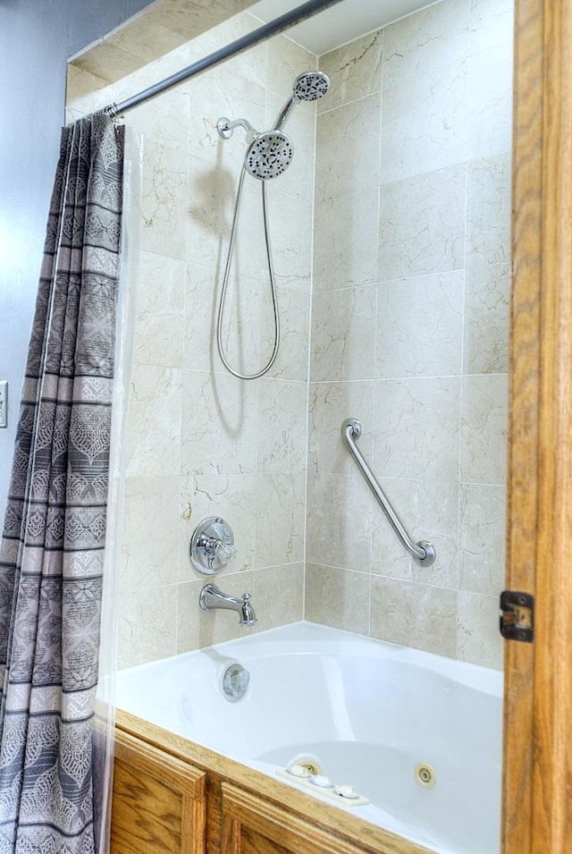 bathroom featuring shower / bathtub combination with curtain