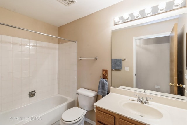 full bathroom with vanity, toilet, and shower / bathing tub combination