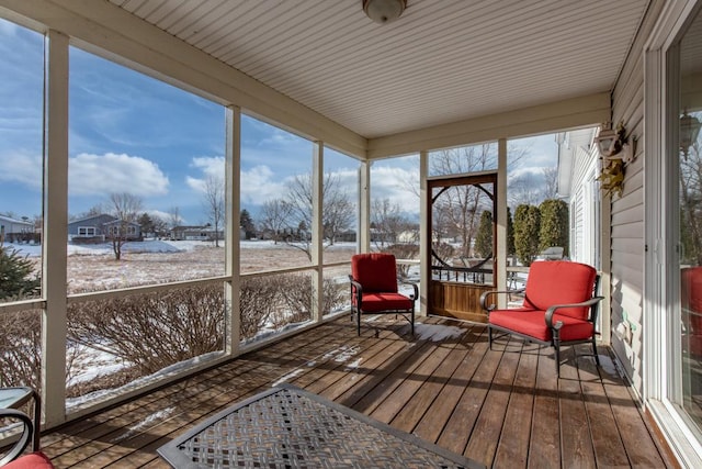 view of unfurnished sunroom