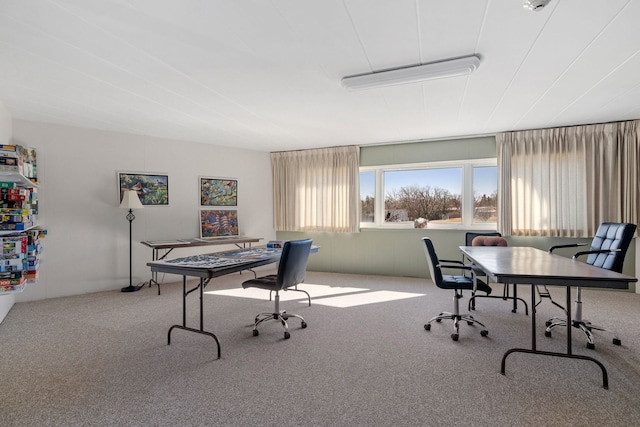 view of carpeted home office