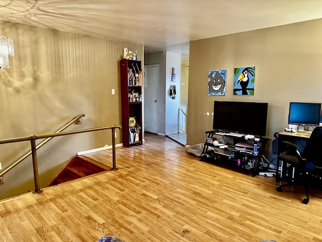 office area with hardwood / wood-style flooring