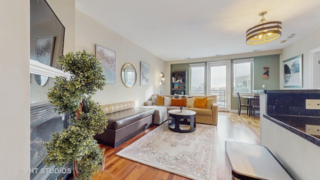 living room featuring hardwood / wood-style floors