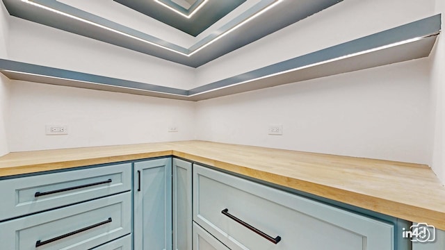 interior space with butcher block counters