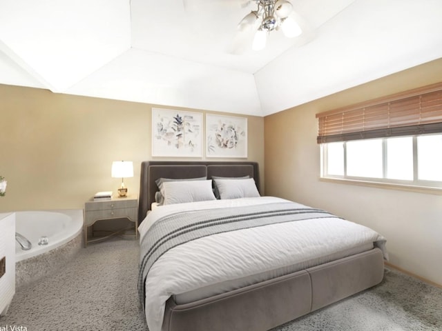 bedroom with vaulted ceiling and ceiling fan