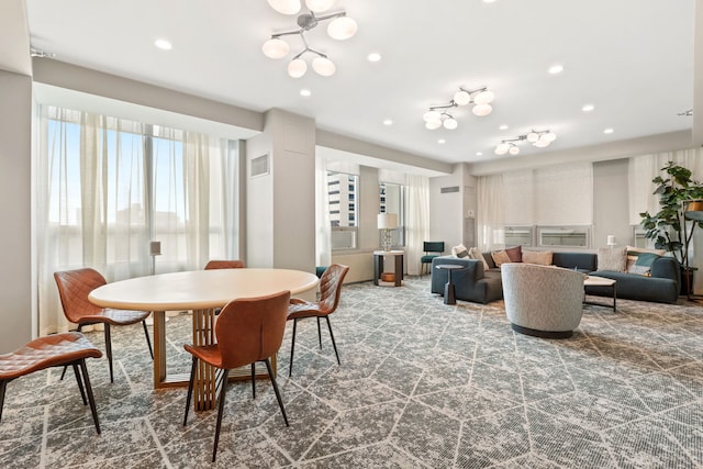 view of carpeted dining area