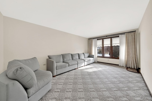 living room featuring light colored carpet