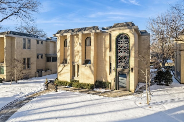 view of snow covered building