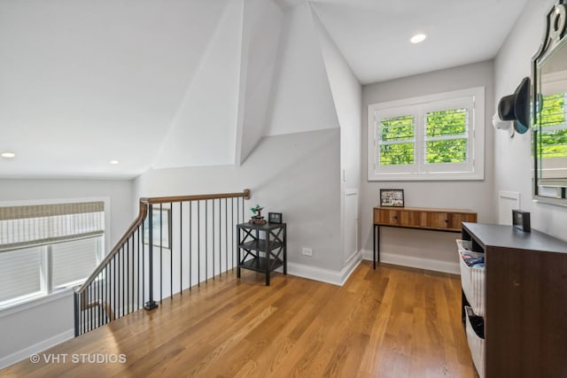 home office featuring light wood-type flooring