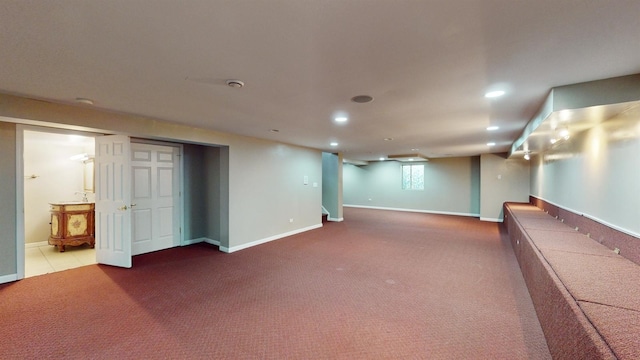 basement featuring carpet