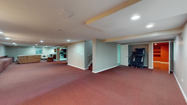 basement with carpet