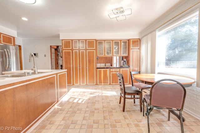 dining room featuring recessed lighting