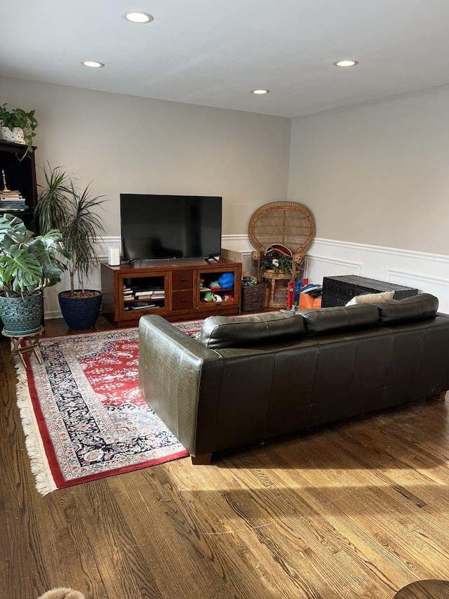 living room with hardwood / wood-style flooring