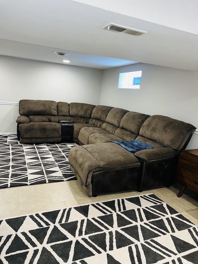 view of tiled living room