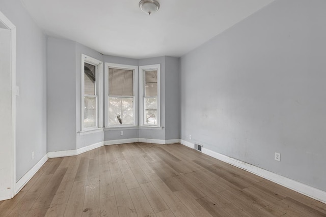 unfurnished room featuring light wood-type flooring