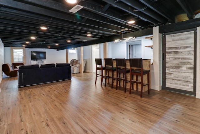 living room featuring light hardwood / wood-style flooring