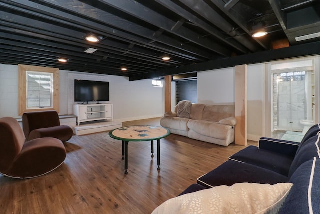 living room featuring wood-type flooring